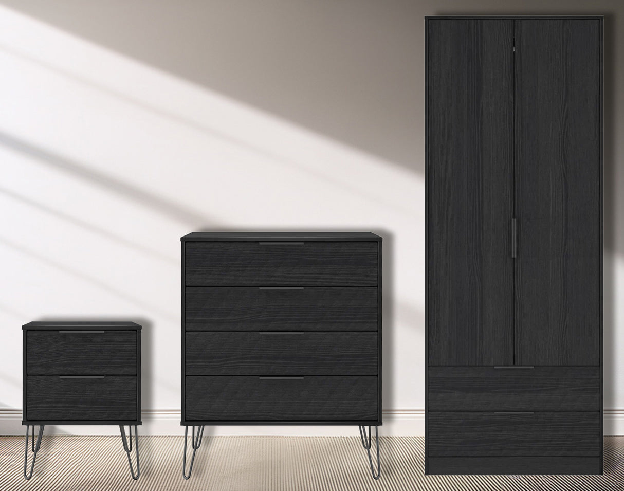 Harlequin 3 Piece Bedroom Set with Black Hairpin Legs