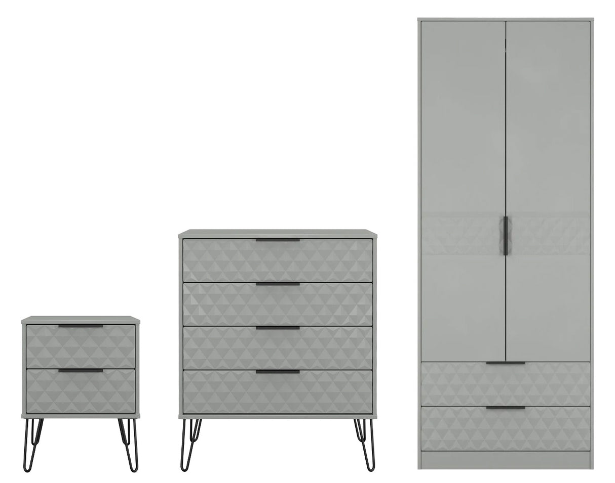 Harlequin 3 Piece Bedroom Set with Black Hairpin Legs