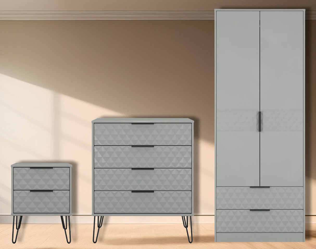 Harlequin 3 Piece Bedroom Set with Black Hairpin Legs