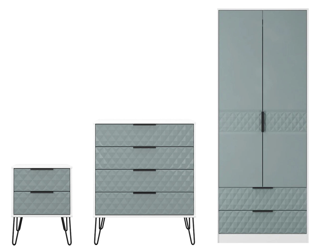 Harlequin 3 Piece Bedroom Set with Black Hairpin Legs