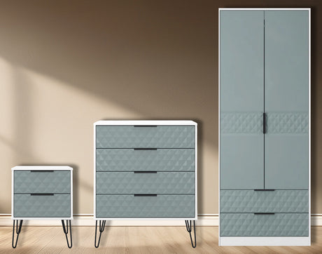 Harlequin 3 Piece Bedroom Set with Black Hairpin Legs