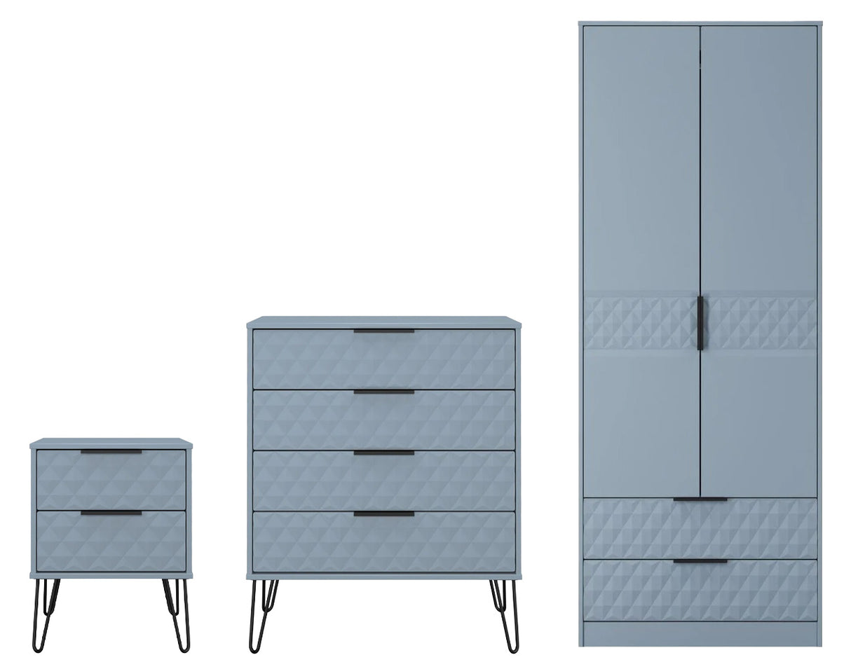 Harlequin 3 Piece Bedroom Set with Black Hairpin Legs