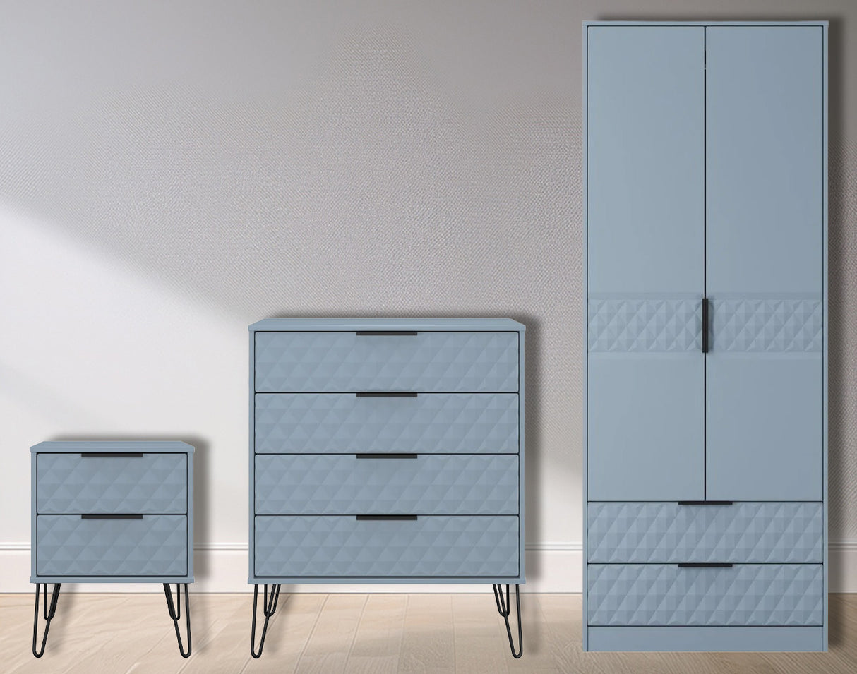 Harlequin 3 Piece Bedroom Set with Black Hairpin Legs