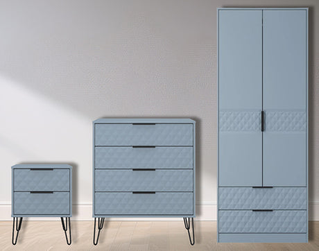 Harlequin 3 Piece Bedroom Set with Black Hairpin Legs