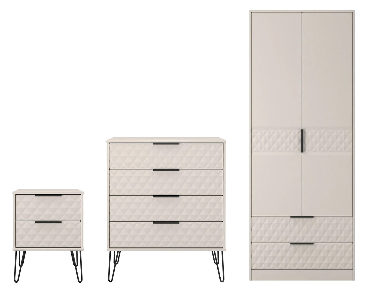 Harlequin 3 Piece Bedroom Set with Black Hairpin Legs