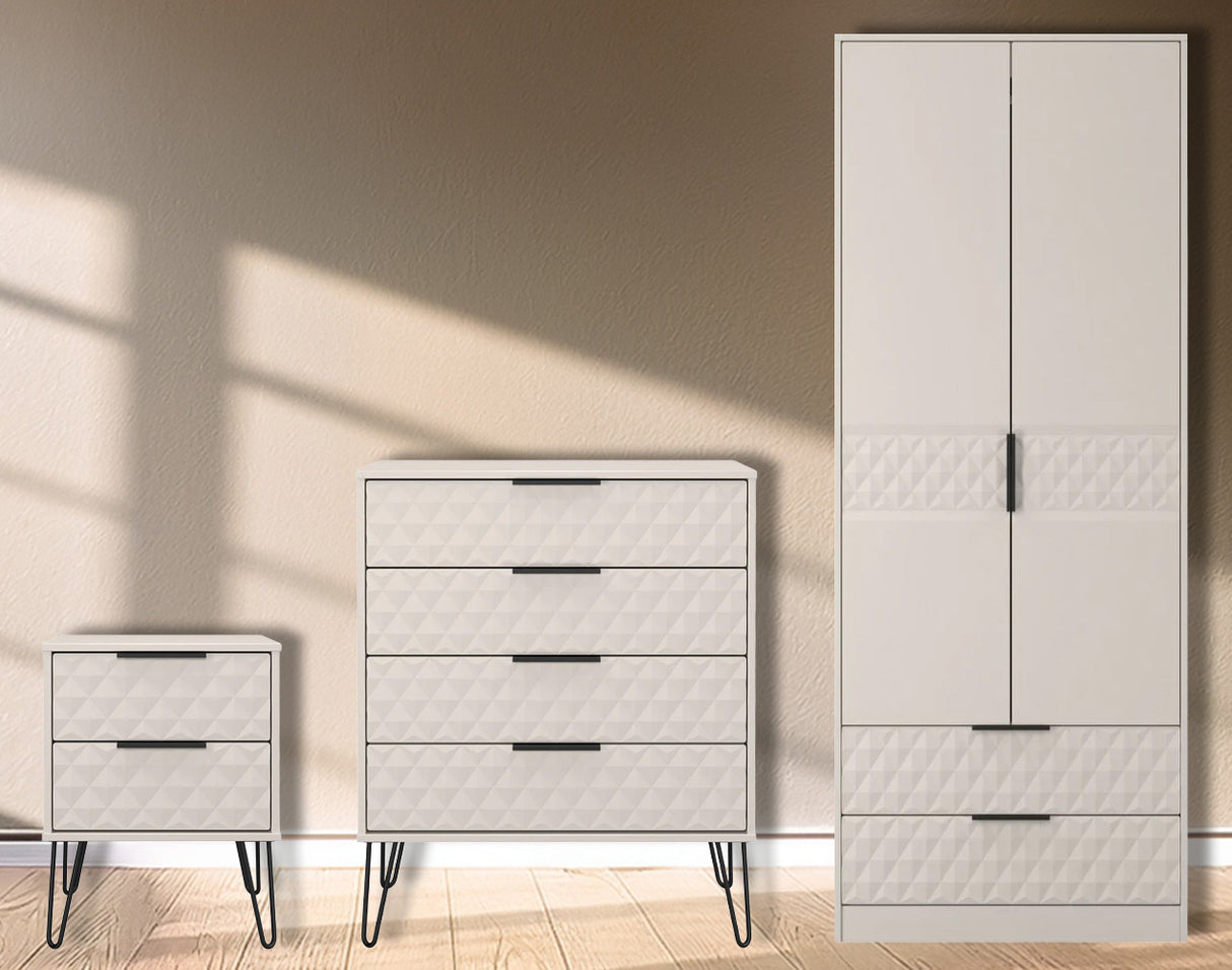 Harlequin 3 Piece Bedroom Set with Black Hairpin Legs