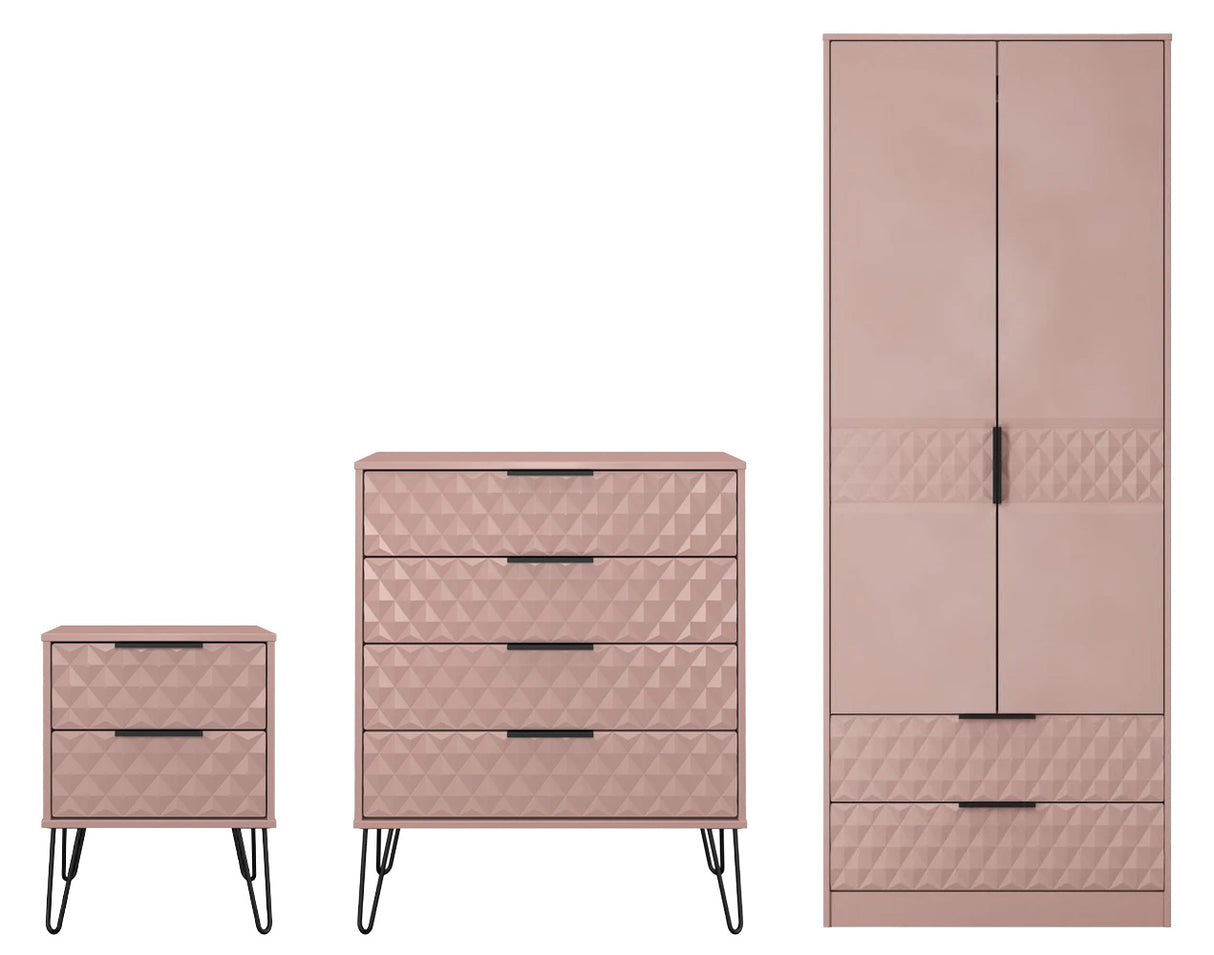 Harlequin 3 Piece Bedroom Set with Black Hairpin Legs