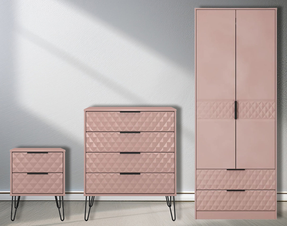 Harlequin 3 Piece Bedroom Set with Black Hairpin Legs