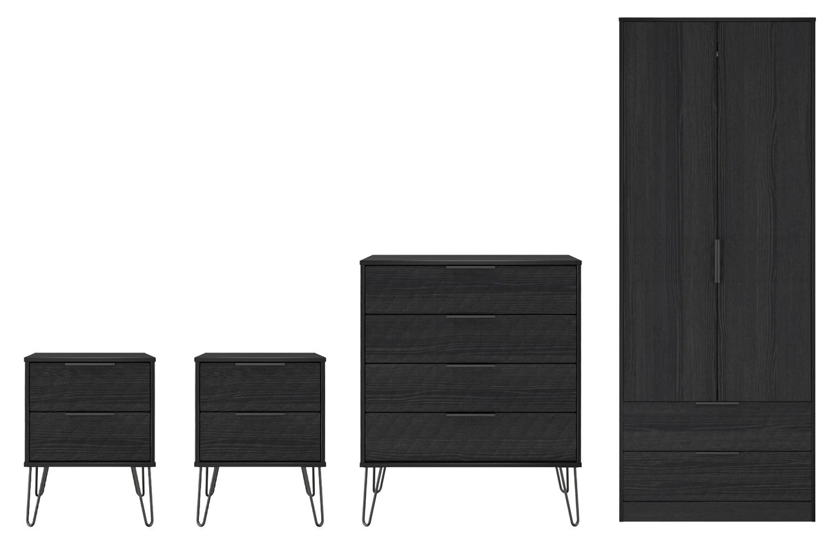 Harlequin 4 Piece Bedroom Set with Black Hairpin Legs