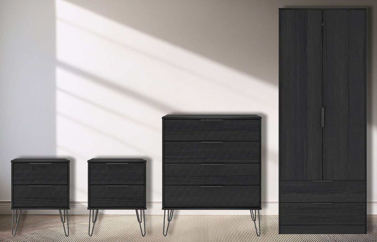 Harlequin 4 Piece Bedroom Set with Black Hairpin Legs