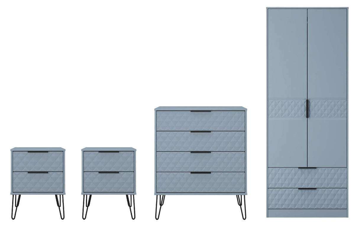 Harlequin 4 Piece Bedroom Set with Black Hairpin Legs