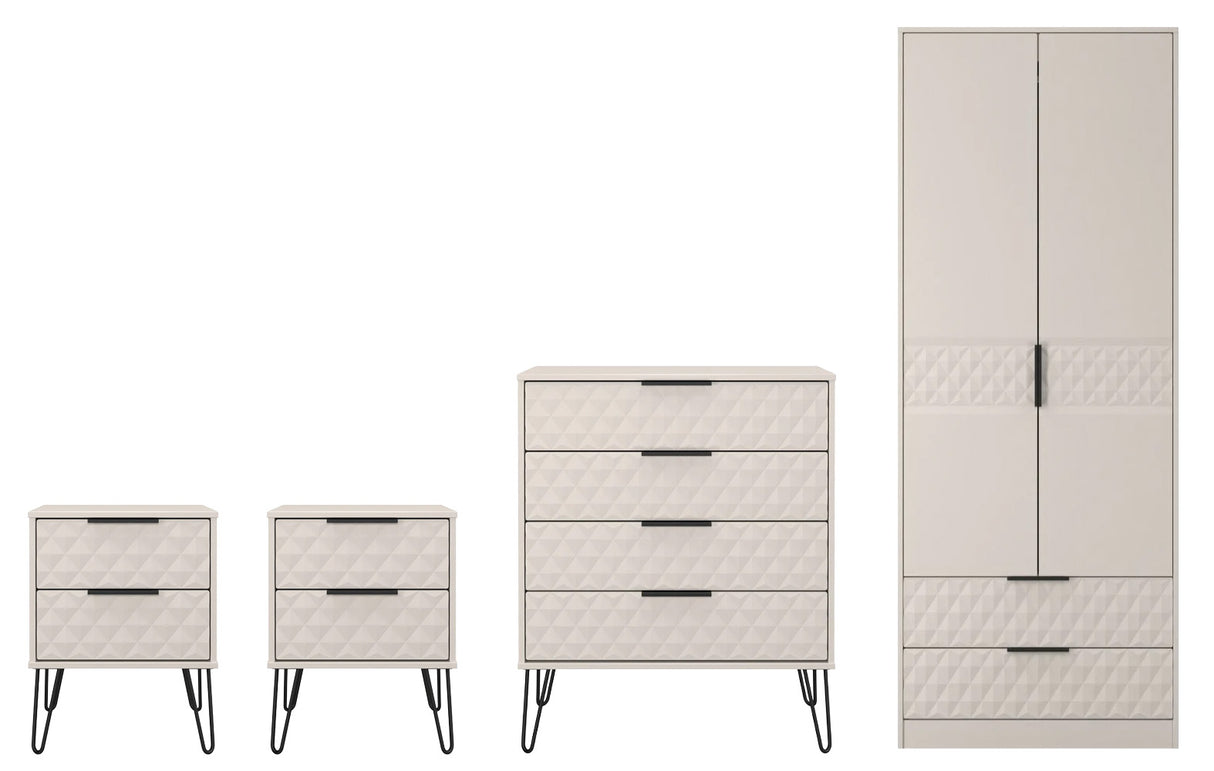 Harlequin 4 Piece Bedroom Set with Black Hairpin Legs