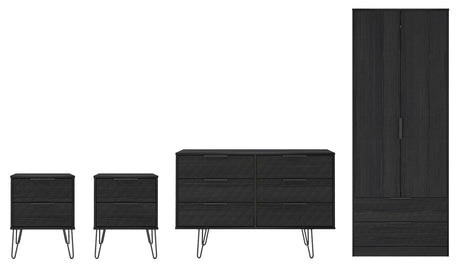 Harlequin 4 Piece Bedroom Set with Black Hairpin Legs
