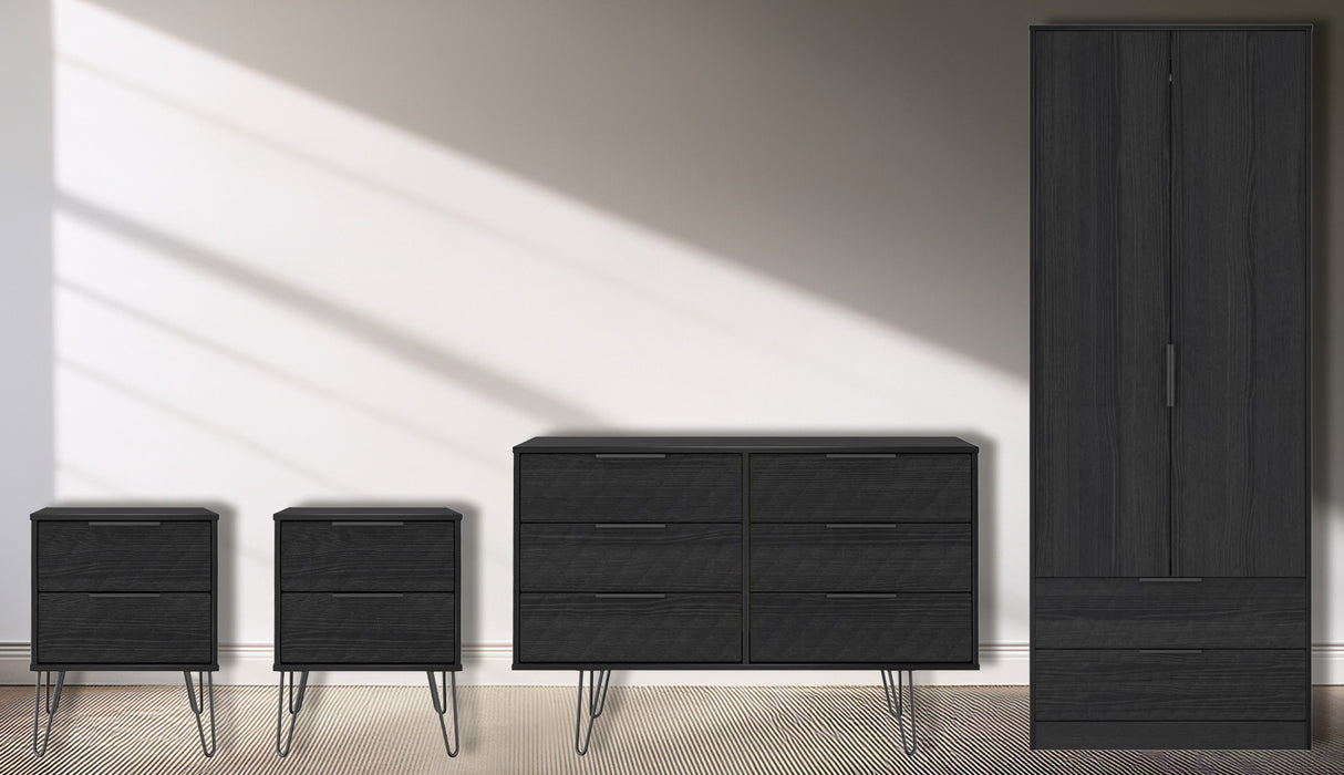 Harlequin 4 Piece Bedroom Set with Black Hairpin Legs