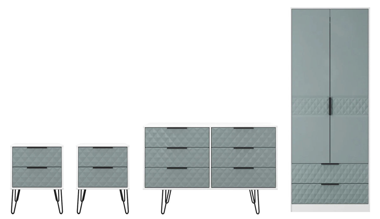 Harlequin 4 Piece Bedroom Set with Black Hairpin Legs