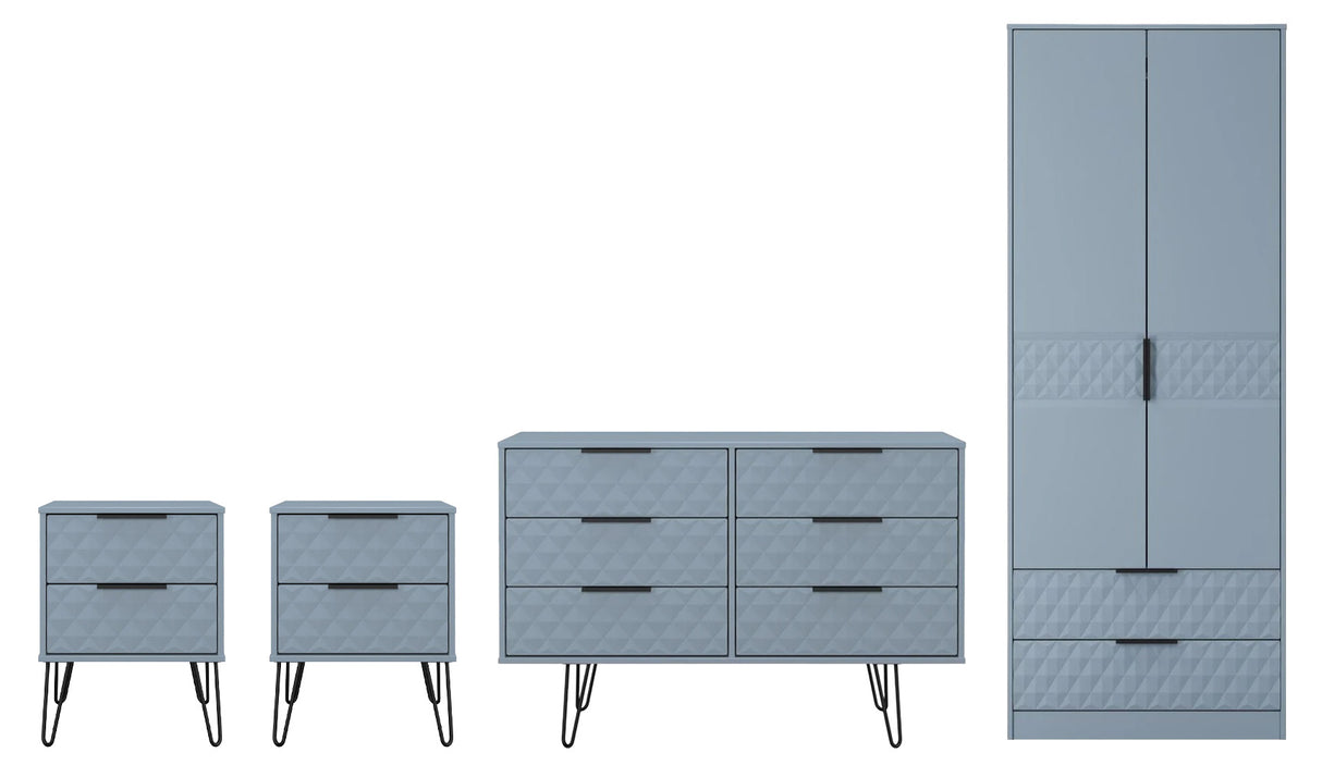 Harlequin 4 Piece Bedroom Set with Black Hairpin Legs