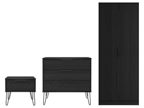 Harlequin 3 Piece Bedroom Set with Black Hairpin Legs