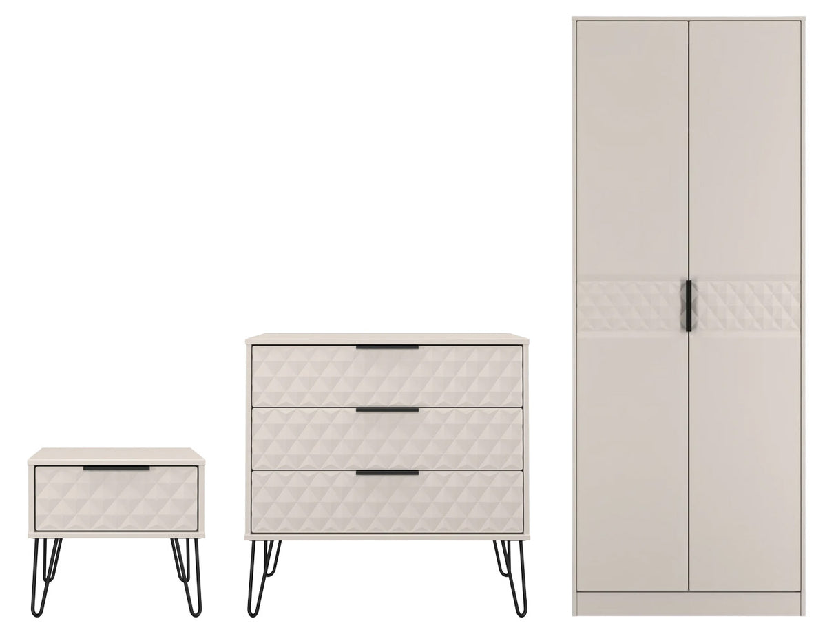 Harlequin 3 Piece Bedroom Set with Black Hairpin Legs