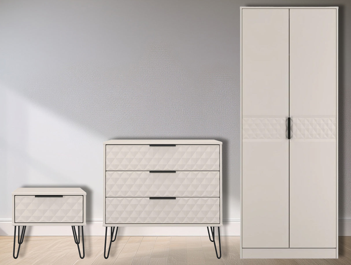 Harlequin 3 Piece Bedroom Set with Black Hairpin Legs