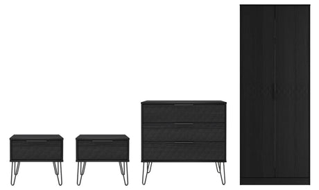 Harlequin 4 Piece Bedroom Set with Black Hairpin Legs