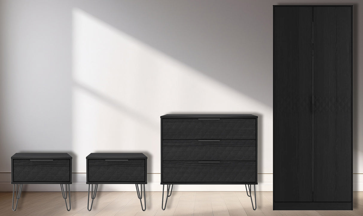 Harlequin 4 Piece Bedroom Set with Black Hairpin Legs