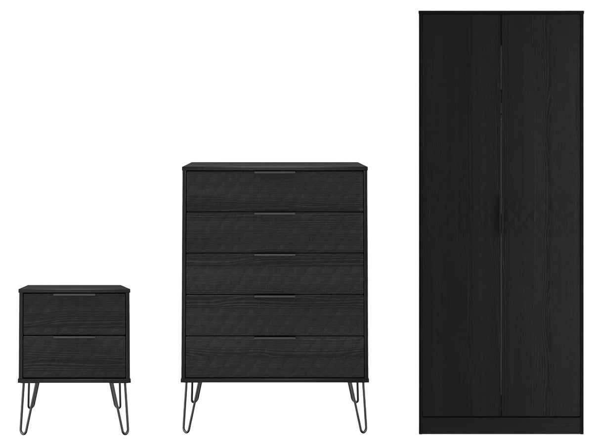 Harlequin 3 Piece Bedroom Set with Black Hairpin Legs