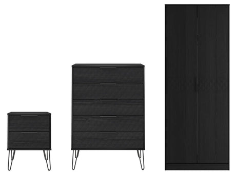 Harlequin 3 Piece Bedroom Set with Black Hairpin Legs