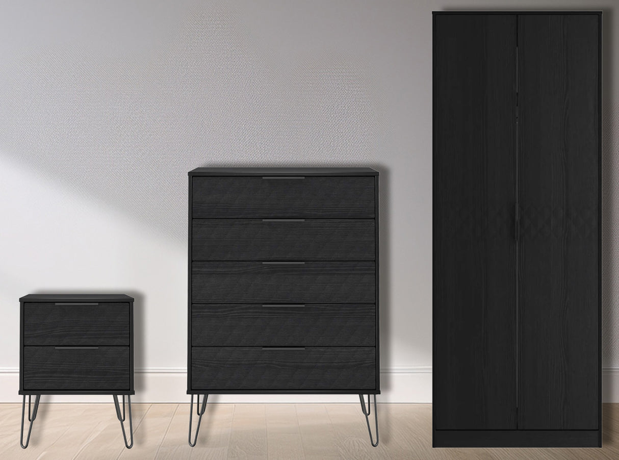 Harlequin 3 Piece Bedroom Set with Black Hairpin Legs