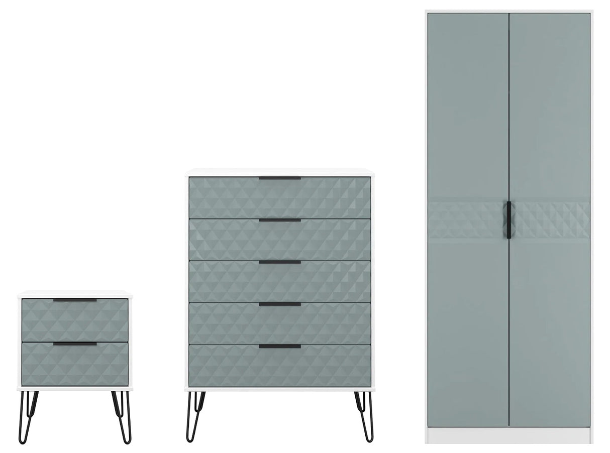 Harlequin 3 Piece Bedroom Set with Black Hairpin Legs