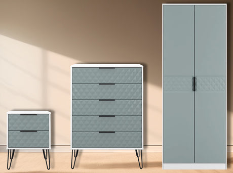 Harlequin 3 Piece Bedroom Set with Black Hairpin Legs