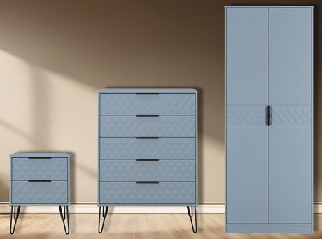 Harlequin 3 Piece Bedroom Set with Black Hairpin Legs