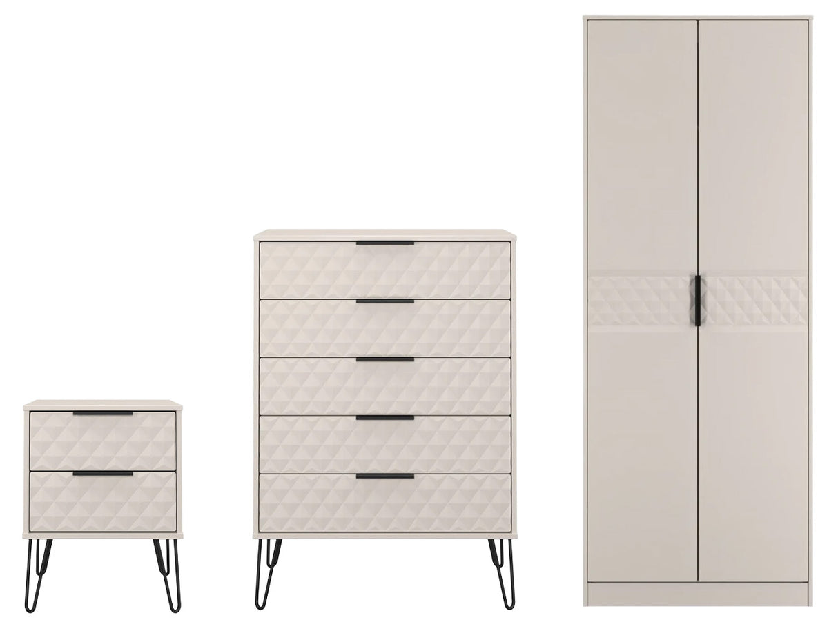 Harlequin 3 Piece Bedroom Set with Black Hairpin Legs