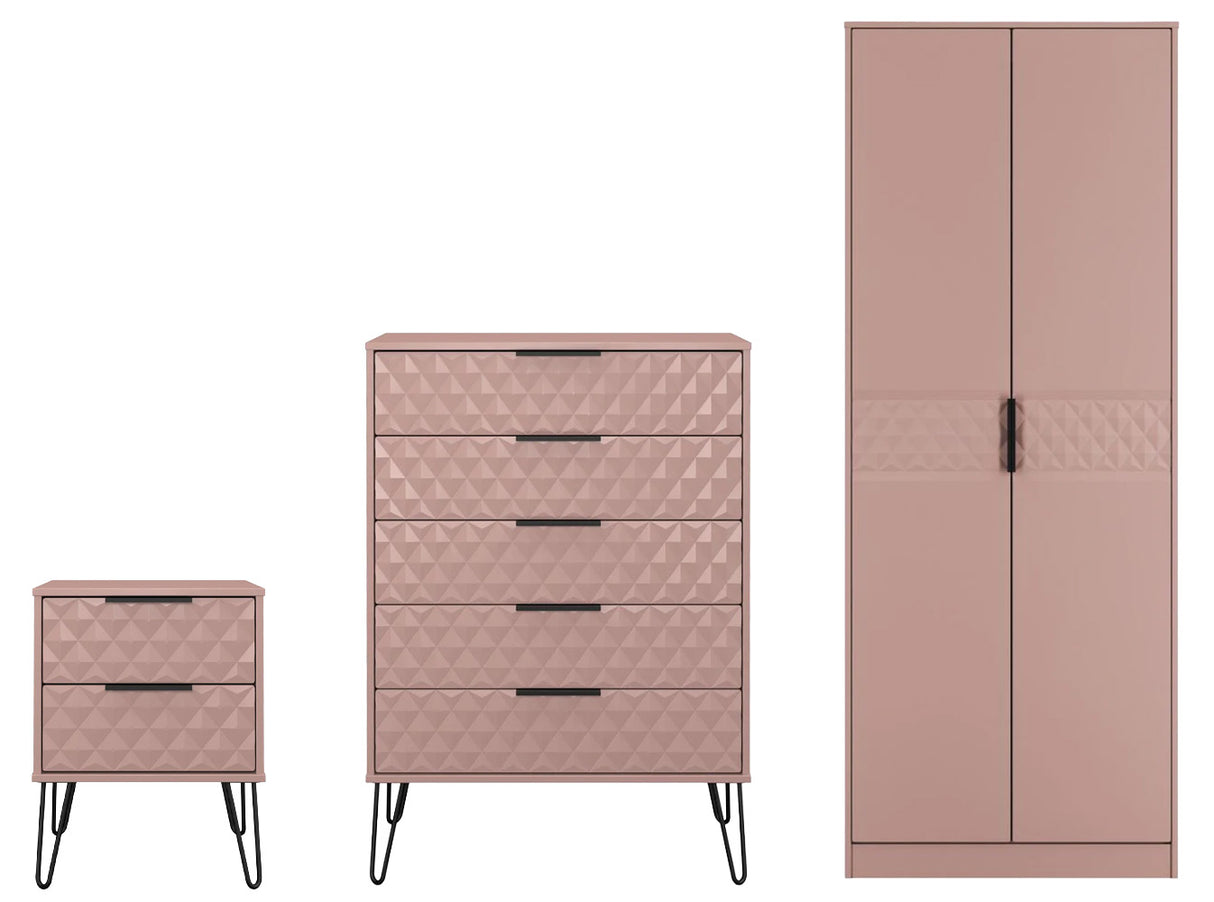 Harlequin 3 Piece Bedroom Set with Black Hairpin Legs