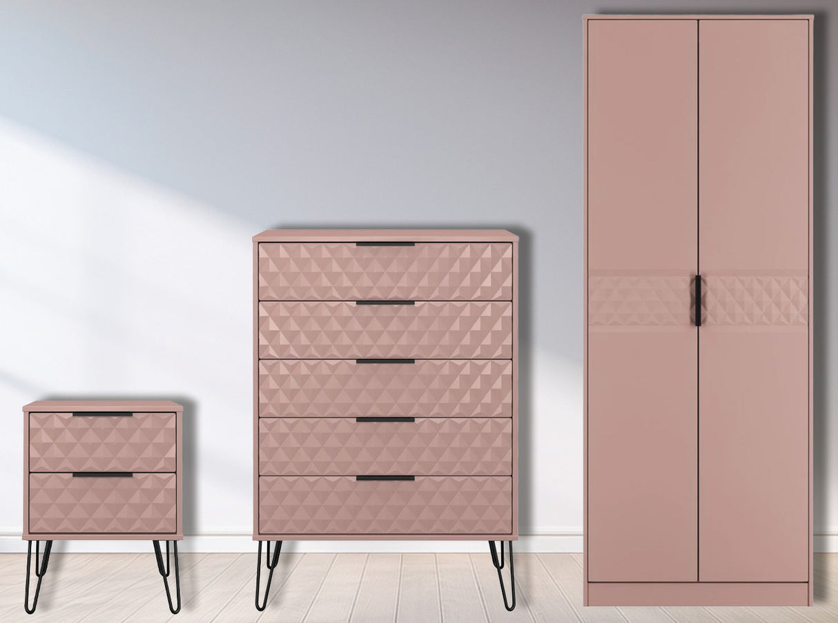 Harlequin 3 Piece Bedroom Set with Black Hairpin Legs