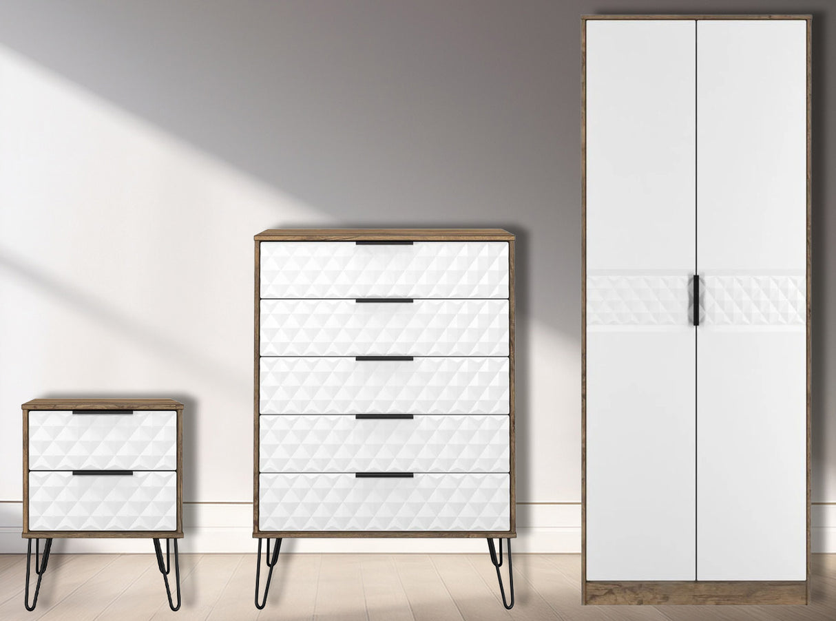 Harlequin 3 Piece Bedroom Set with Black Hairpin Legs