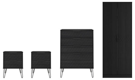 Harlequin 4 Piece Bedroom Set with Black Hairpin Legs