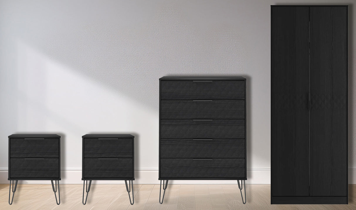 Harlequin 4 Piece Bedroom Set with Black Hairpin Legs