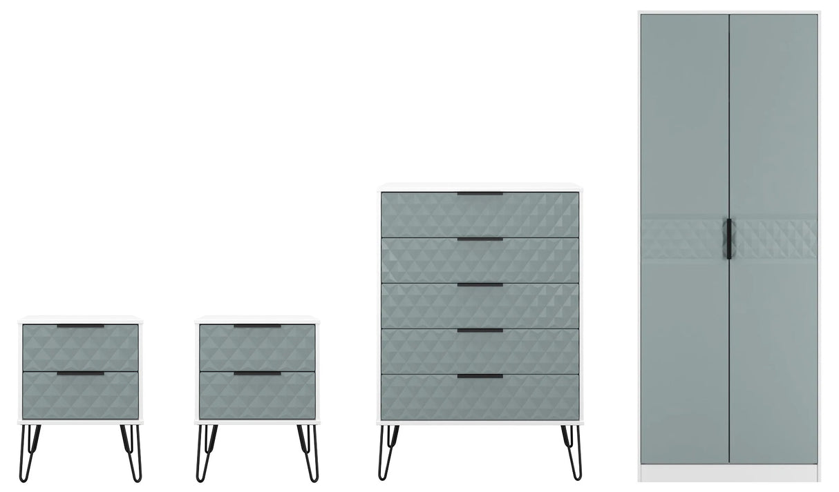 Harlequin 4 Piece Bedroom Set with Black Hairpin Legs