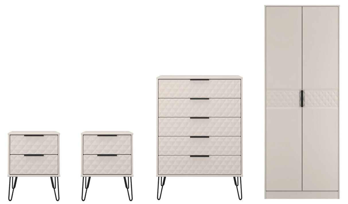 Harlequin 4 Piece Bedroom Set with Black Hairpin Legs