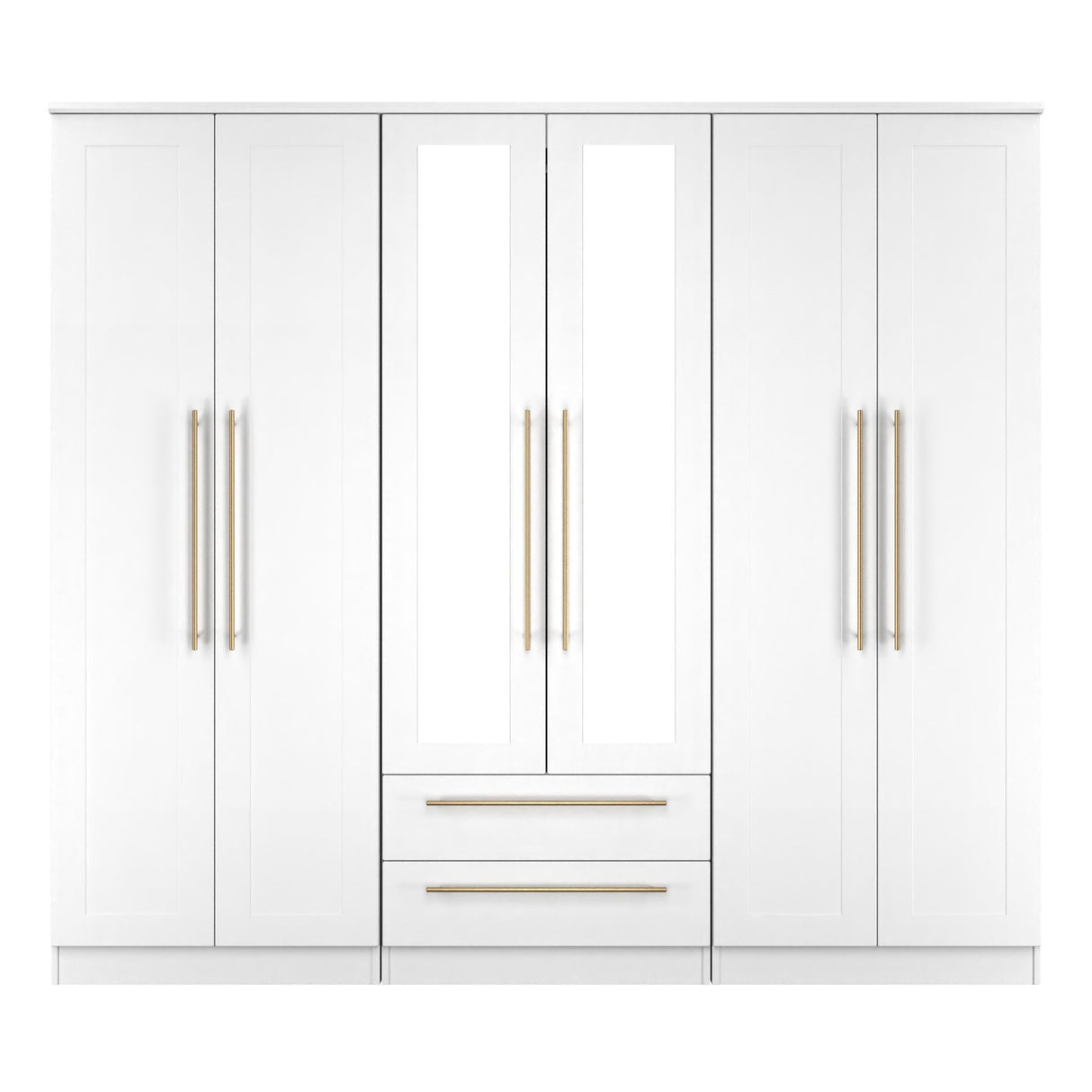 Haworth Tall 6 Door 2 Drawer Mirrored Wardrobe