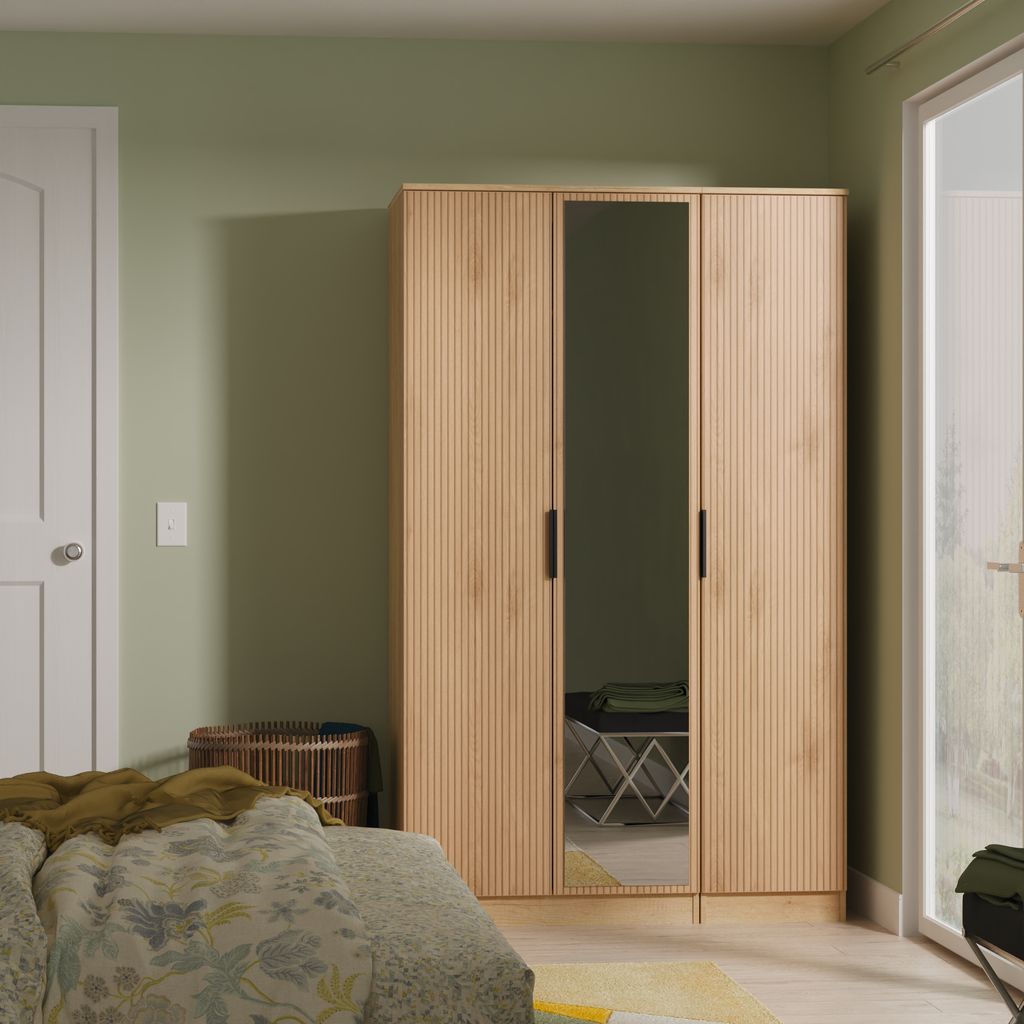 Java Mirrored 3 Door Triple Wardrobe