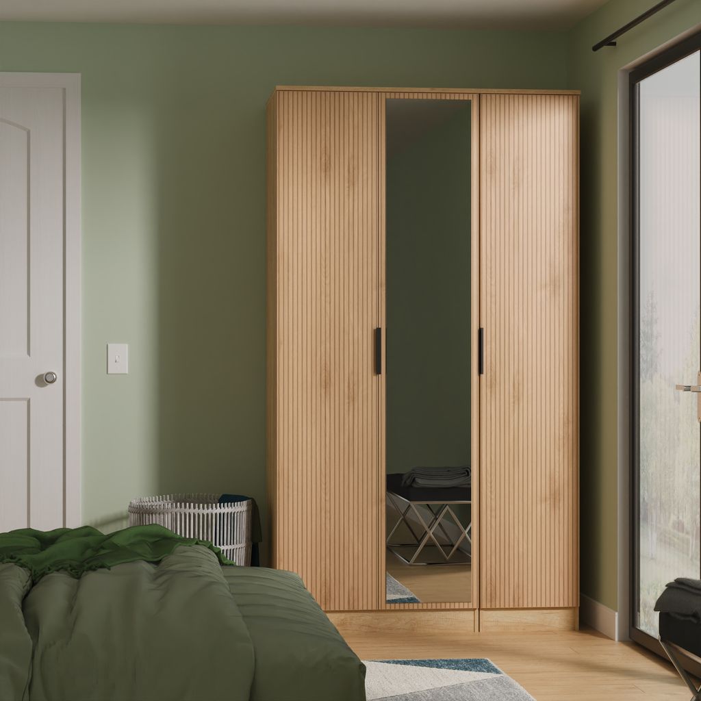 Java Tall Mirrored 3 Door Triple Wardrobe