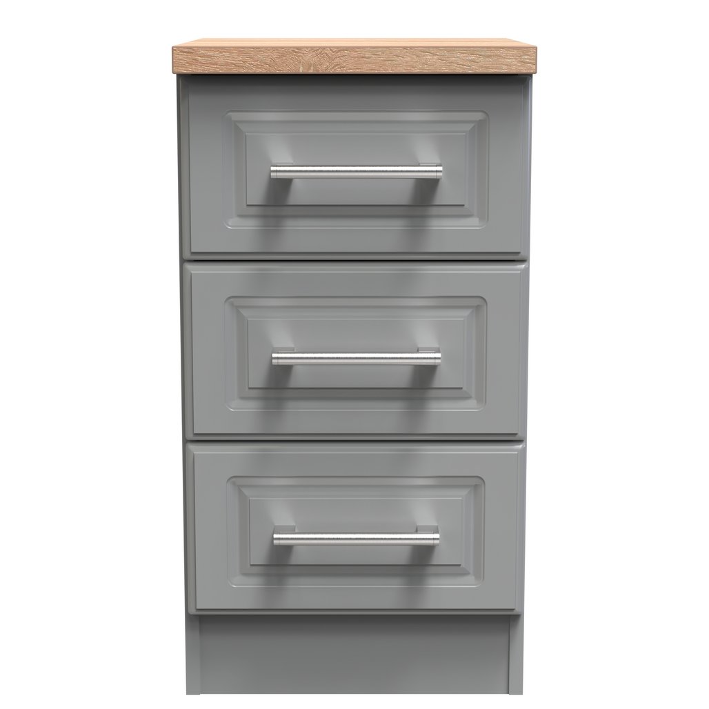 Kent 2 Drawer 2 Door Double Wardrobe, 3 Drawer Bedside & 3 Drawer Deep Chest of Drawers