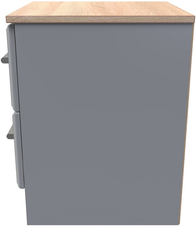 Kent 2 Drawer Bedside Table with Oak Top