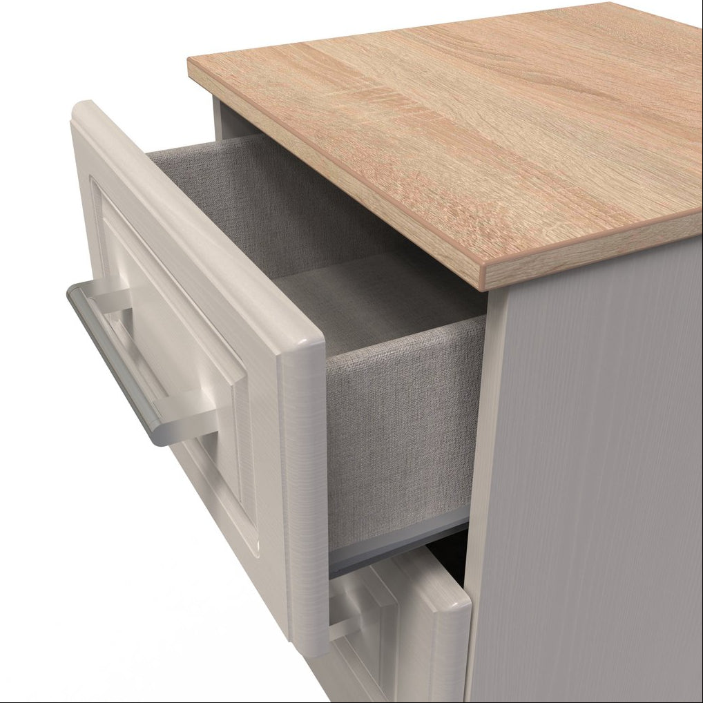 Kent 2 Drawer Bedside Table with Oak Top