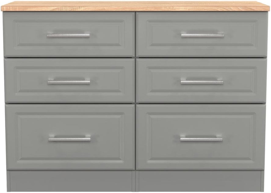 Kent 6 Drawer Midi Chest of Drawers with Oak Top