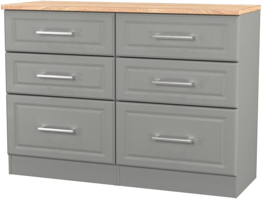 Kent 6 Drawer Midi Chest of Drawers with Oak Top