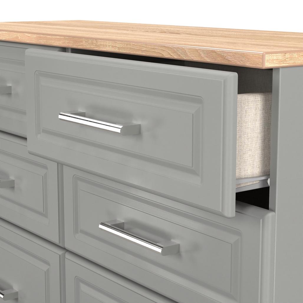 Kent 6 Drawer Midi Chest of Drawers with Oak Top