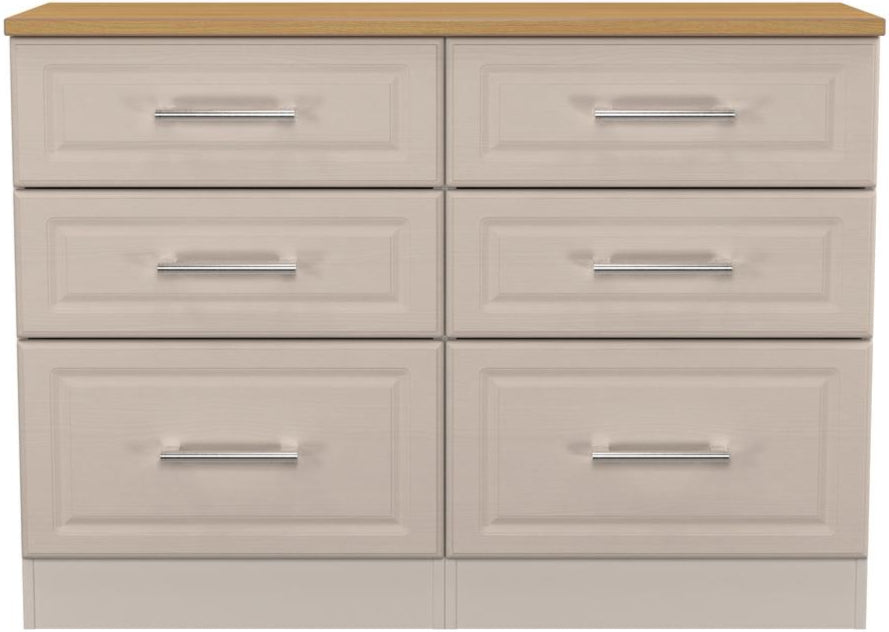 Kent 6 Drawer Midi Chest of Drawers with Oak Top