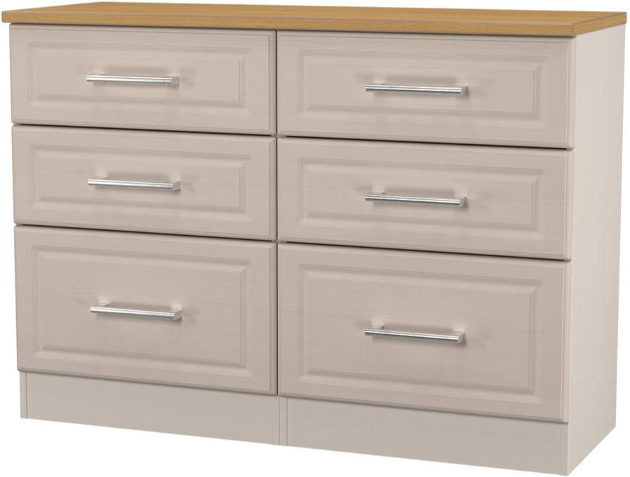 Kent 6 Drawer Midi Chest of Drawers with Oak Top